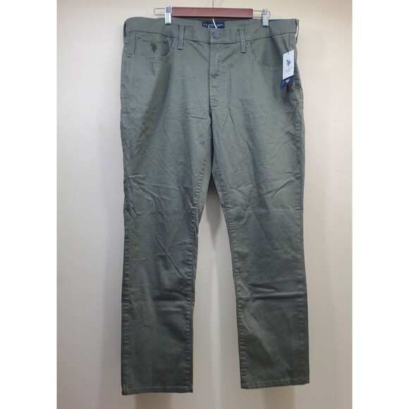 U.S. Polo Assn. NEW Men's Olive Green Stretch Twill 5 Pocket Slim Straight Pant - Picture 1 of 15